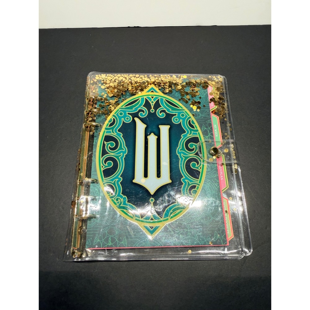 Wicked Movie Clear Gold Confetti 6-Ring Binder Planner Organizer Elphaba Glinda